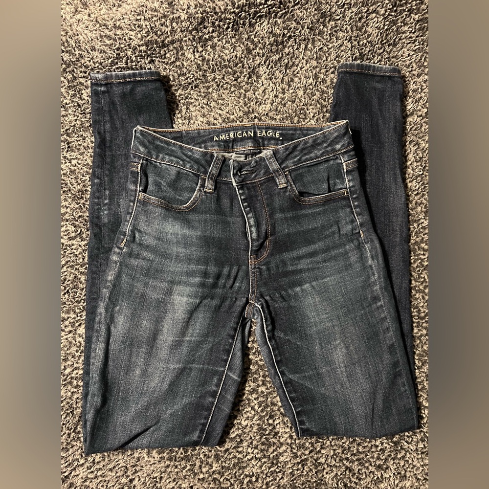 Dark wash high rise jeggings